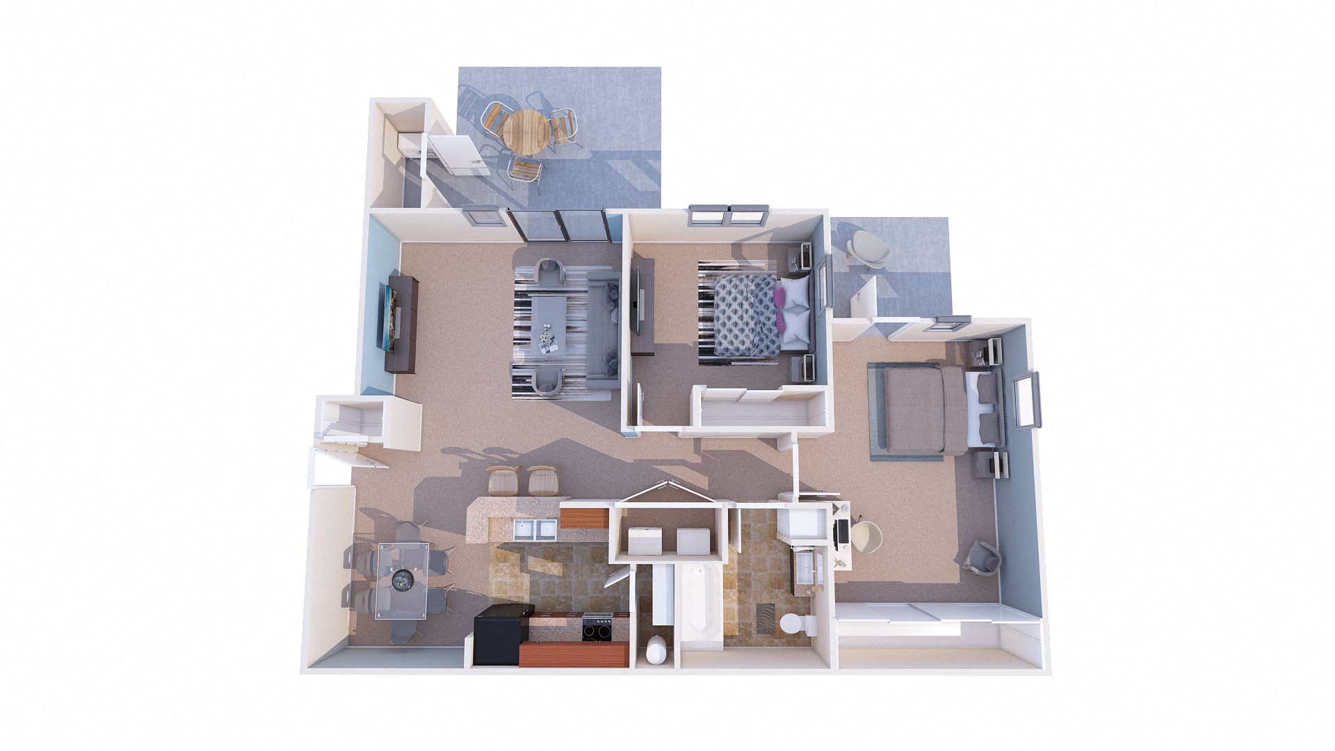 Island View Apartments Richland, Washington 2 Bedroom 1 Bathroom 3D Floor Plan Island View Apartments Richland, Washington 2 Bedroom 1 Bathroom 3D Floor Plan